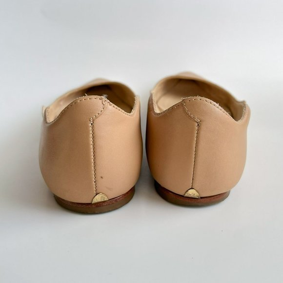 Loeffler Randall Milla Nude Scallop Pointed Toe Leather Flats - Picture 4 of 9